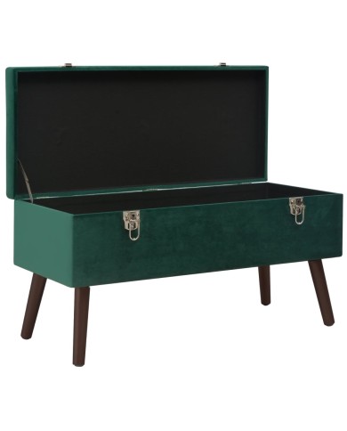 Banc avec compartiment de rangement Vert 80 cm Velours