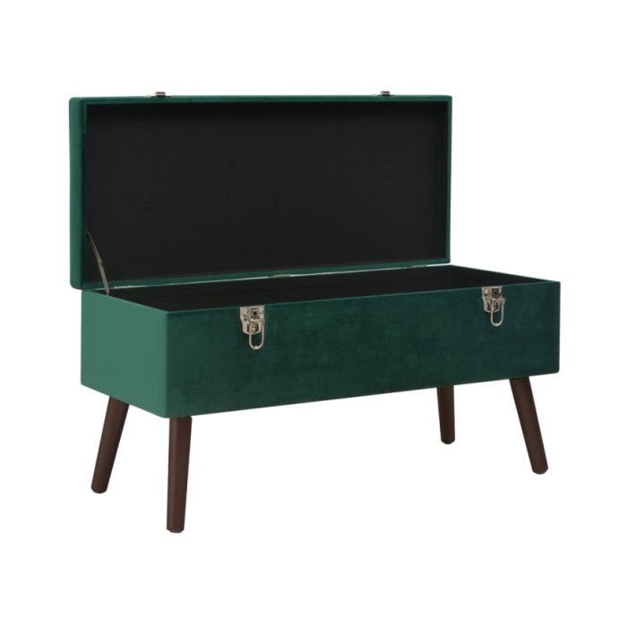 Banc avec compartiment de rangement Vert 80 cm Velours