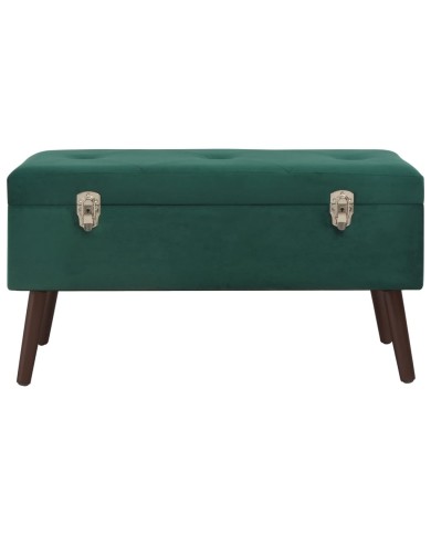 Banc avec compartiment de rangement Vert 80 cm Velours