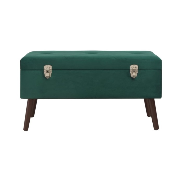 Banc avec compartiment de rangement Vert 80 cm Velours