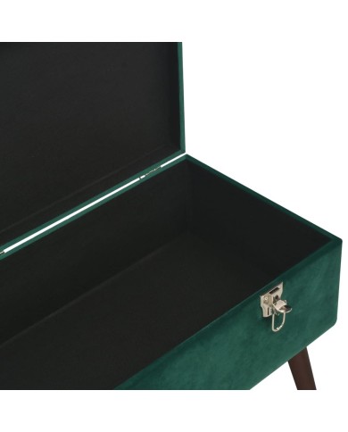 Banc avec compartiment de rangement Vert 80 cm Velours