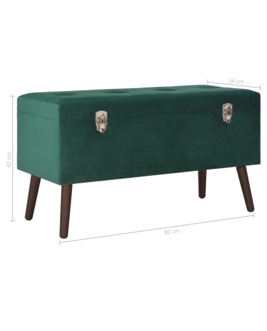 Banc avec compartiment de rangement Vert 80 cm Velours