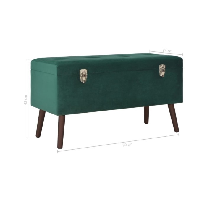 Banc avec compartiment de rangement Vert 80 cm Velours
