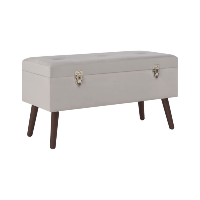 Banc avec compartiment de rangement Gris 80 cm Velours