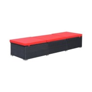 Chaise longue avec coussin Résine tressée Noir