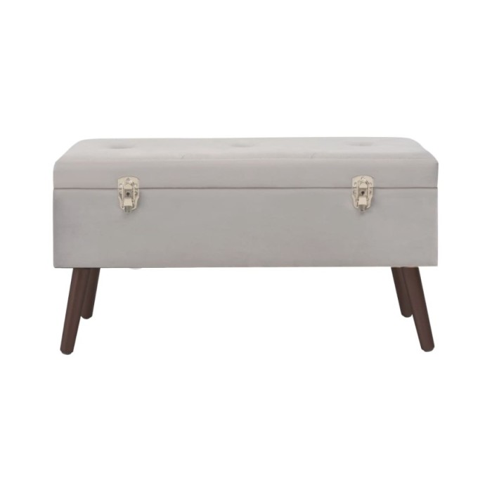 Banc avec compartiment de rangement Gris 80 cm Velours
