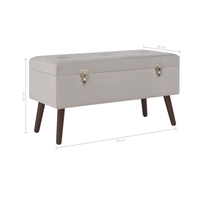 Banc avec compartiment de rangement Gris 80 cm Velours