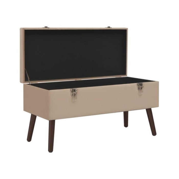 Banc avec compartiment de rangement Beige 80 cm Velours