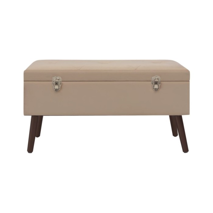 Banc avec compartiment de rangement Beige 80 cm Velours