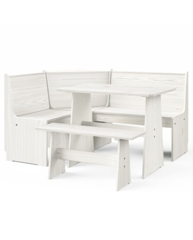 Meubles à dîner 3 pcs Blanc Bois de pin massif