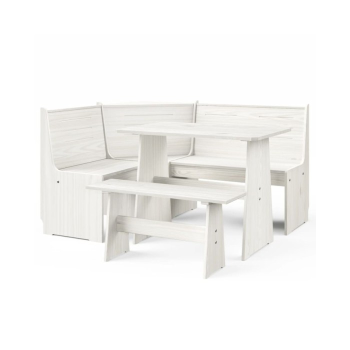 Meubles à dîner 3 pcs Blanc Bois de pin massif