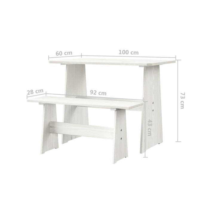 Meubles à dîner 3 pcs Blanc Bois de pin massif