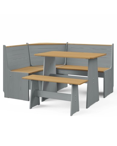 Meubles à dîner 3 pcs Marron miel et gris Bois de pin massif