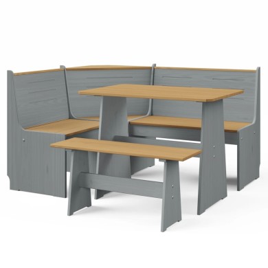 Meubles à dîner 3 pcs Marron miel et gris Bois de pin massif