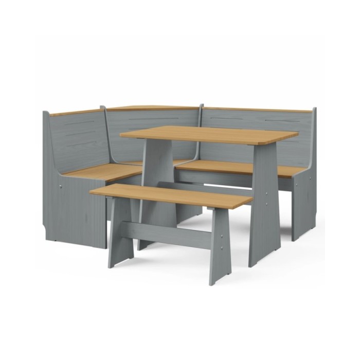 Meubles à dîner 3 pcs Marron miel et gris Bois de pin massif