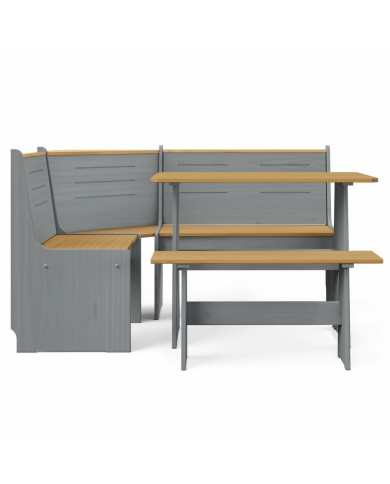 Meubles à dîner 3 pcs Marron miel et gris Bois de pin massif