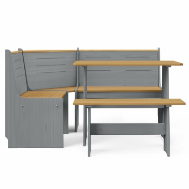 Meubles à dîner 3 pcs Marron miel et gris Bois de pin massif