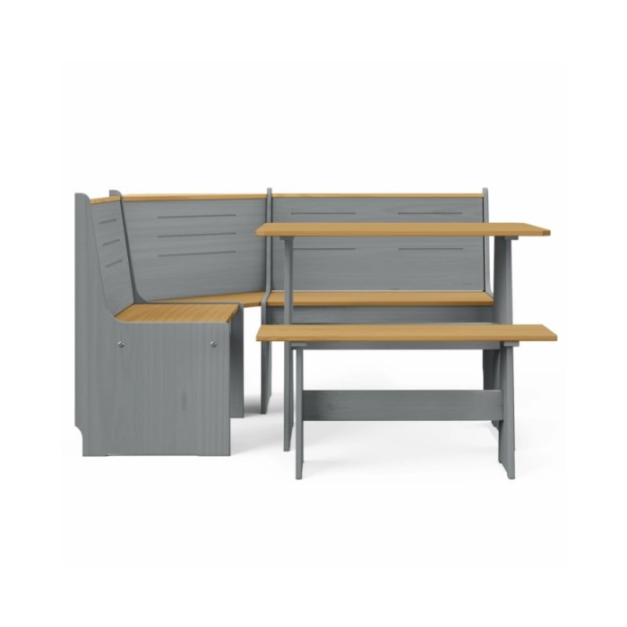 Meubles à dîner 3 pcs Marron miel et gris Bois de pin massif
