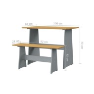 Meubles à dîner 3 pcs Marron miel et gris Bois de pin massif