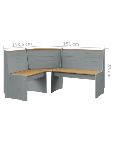 Meubles à dîner 3 pcs Marron miel et gris Bois de pin massif