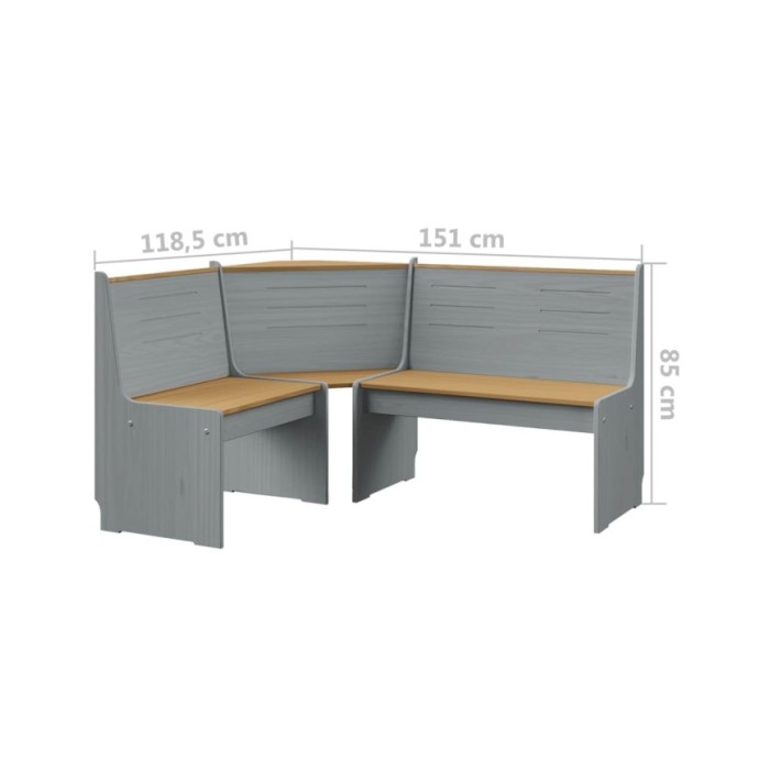 Meubles à dîner 3 pcs Marron miel et gris Bois de pin massif