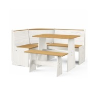 Meubles à dîner 3 pcs Marron miel et blanc Bois de pin massif