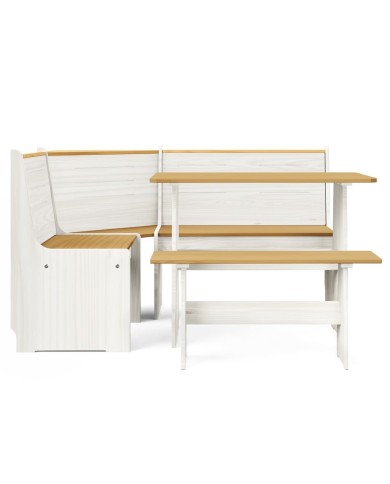 Meubles à dîner 3 pcs Marron miel et blanc Bois de pin massif