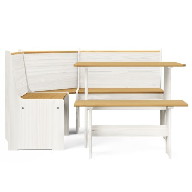 Meubles à dîner 3 pcs Marron miel et blanc Bois de pin massif