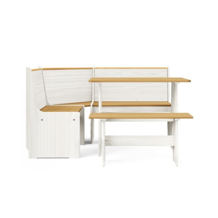 Meubles à dîner 3 pcs Marron miel et blanc Bois de pin massif