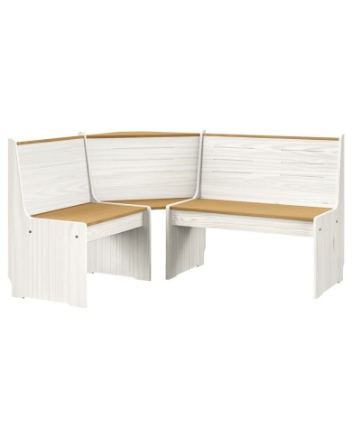 Meubles à dîner 3 pcs Marron miel et blanc Bois de pin massif