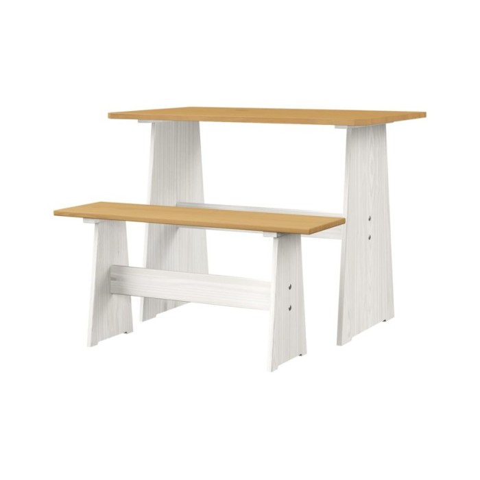 Meubles à dîner 3 pcs Marron miel et blanc Bois de pin massif