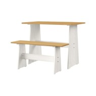 Meubles à dîner 3 pcs Marron miel et blanc Bois de pin massif