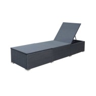 Chaise longue avec coussin Résine tressée Noir