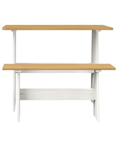Meubles à dîner 3 pcs Marron miel et blanc Bois de pin massif