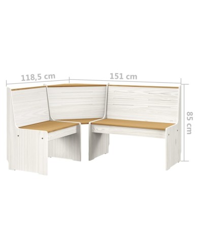 Meubles à dîner 3 pcs Marron miel et blanc Bois de pin massif