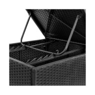 Chaise longue avec coussin Résine tressée Noir