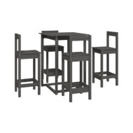 Ensemble de bar 5 pcs Gris Bois de pin massif
