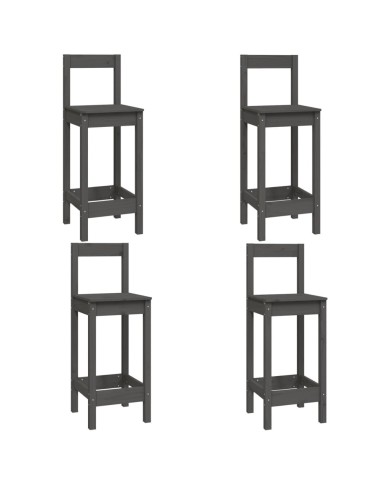 Ensemble de bar 5 pcs Gris Bois de pin massif