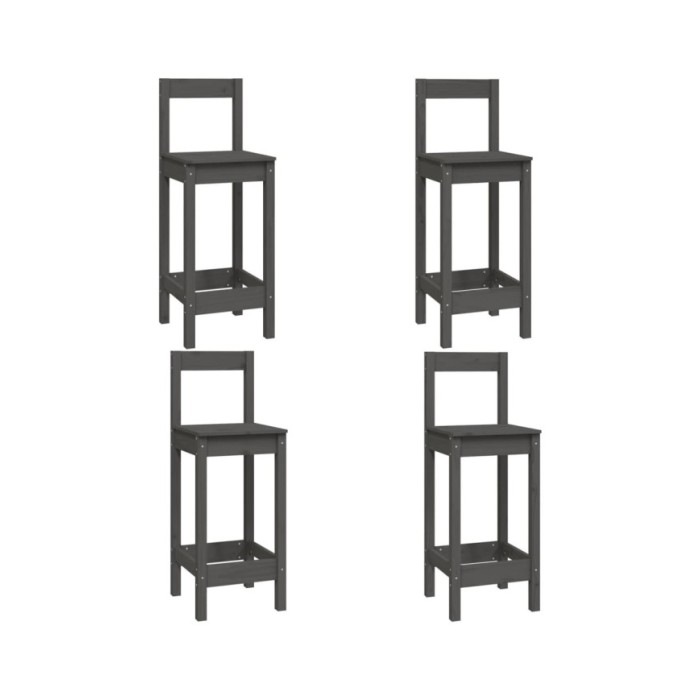 Ensemble de bar 5 pcs Gris Bois de pin massif