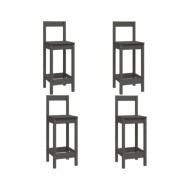 Ensemble de bar 5 pcs Gris Bois de pin massif