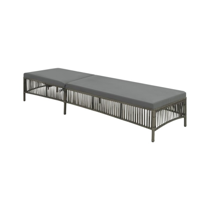 Chaise longue avec coussin Résine tressée Gris