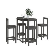 Ensemble de bar 5 pcs Gris Bois de pin massif