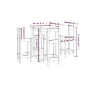 Ensemble de bar 5 pcs Gris Bois de pin massif