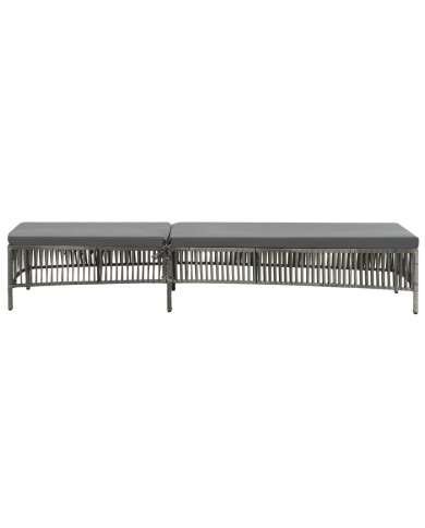 Chaise longue avec coussin Résine tressée Gris
