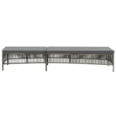 Chaise longue avec coussin Résine tressée Gris