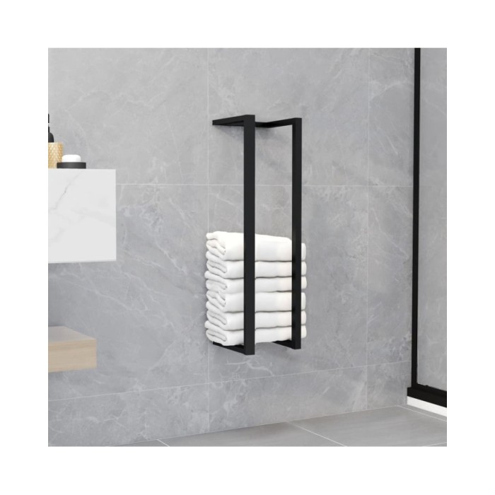 Porte-serviette Noir 12,5x12,5x60 cm Fer