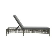 Chaise longue avec coussin Résine tressée Gris