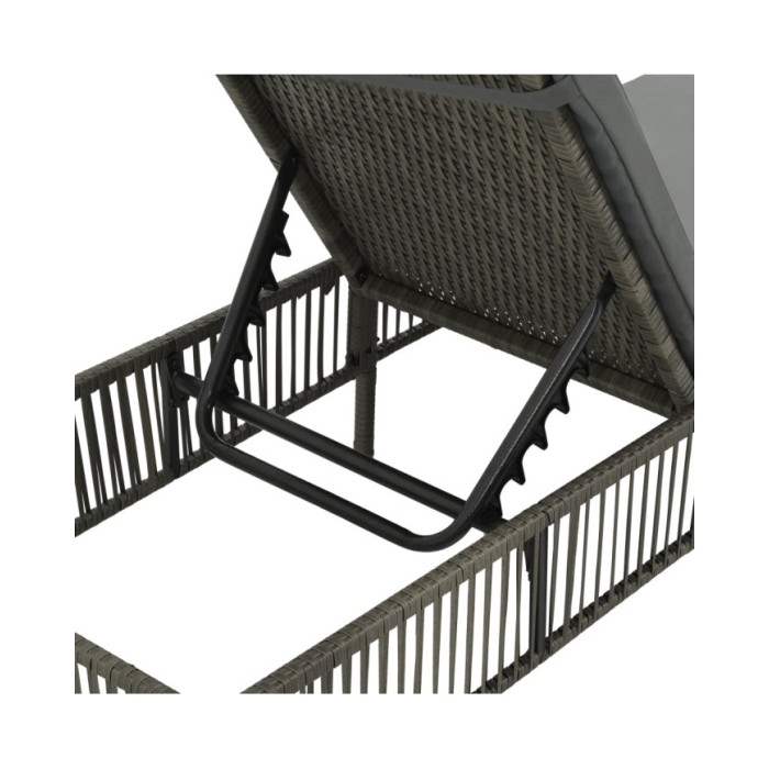 Chaise longue avec coussin Résine tressée Gris