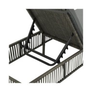 Chaise longue avec coussin Résine tressée Gris
