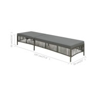 Chaise longue avec coussin Résine tressée Gris